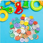 Sinyde 金貨玩具 プラスチック カラフルな 偽のお金 おもちゃの 海賊トレジャーハントゲームコイン ゲーム用 100枚入 （混色）
