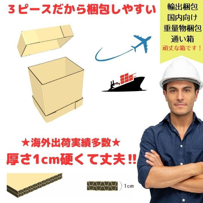 内寸：約860×740×580mm 強化段ボール 700G AA 2層 輸出梱包 通い箱