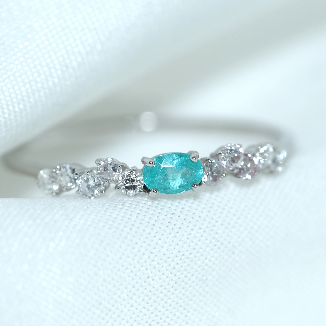 パライバトルマリン ブラジル産 リング 0.088ct D0.13ct pt900 Paraiba Tourmaline
