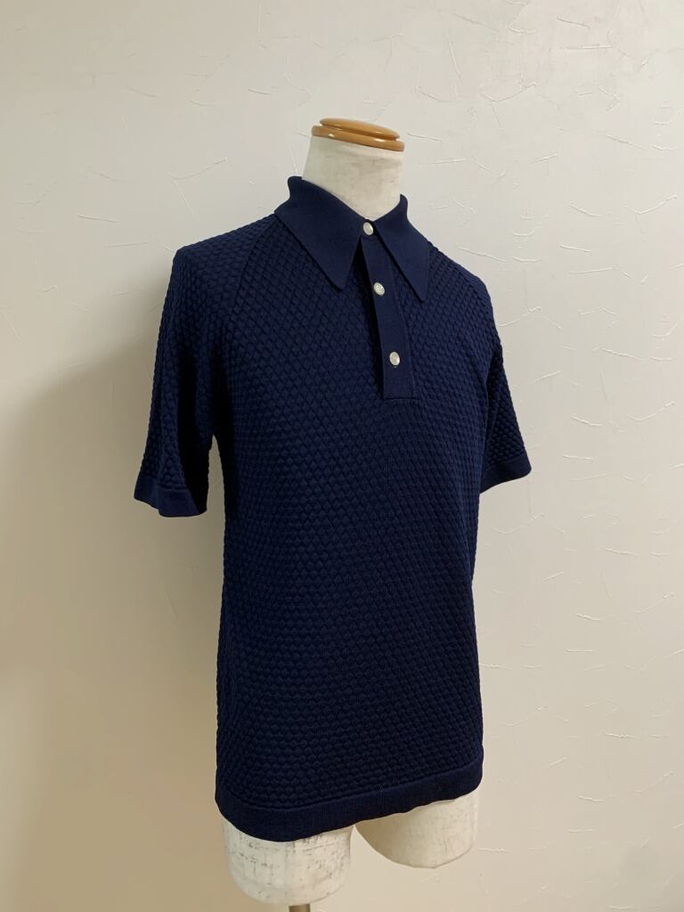 1970's Knitting Design Short Sleeve Knit Polo Shirt