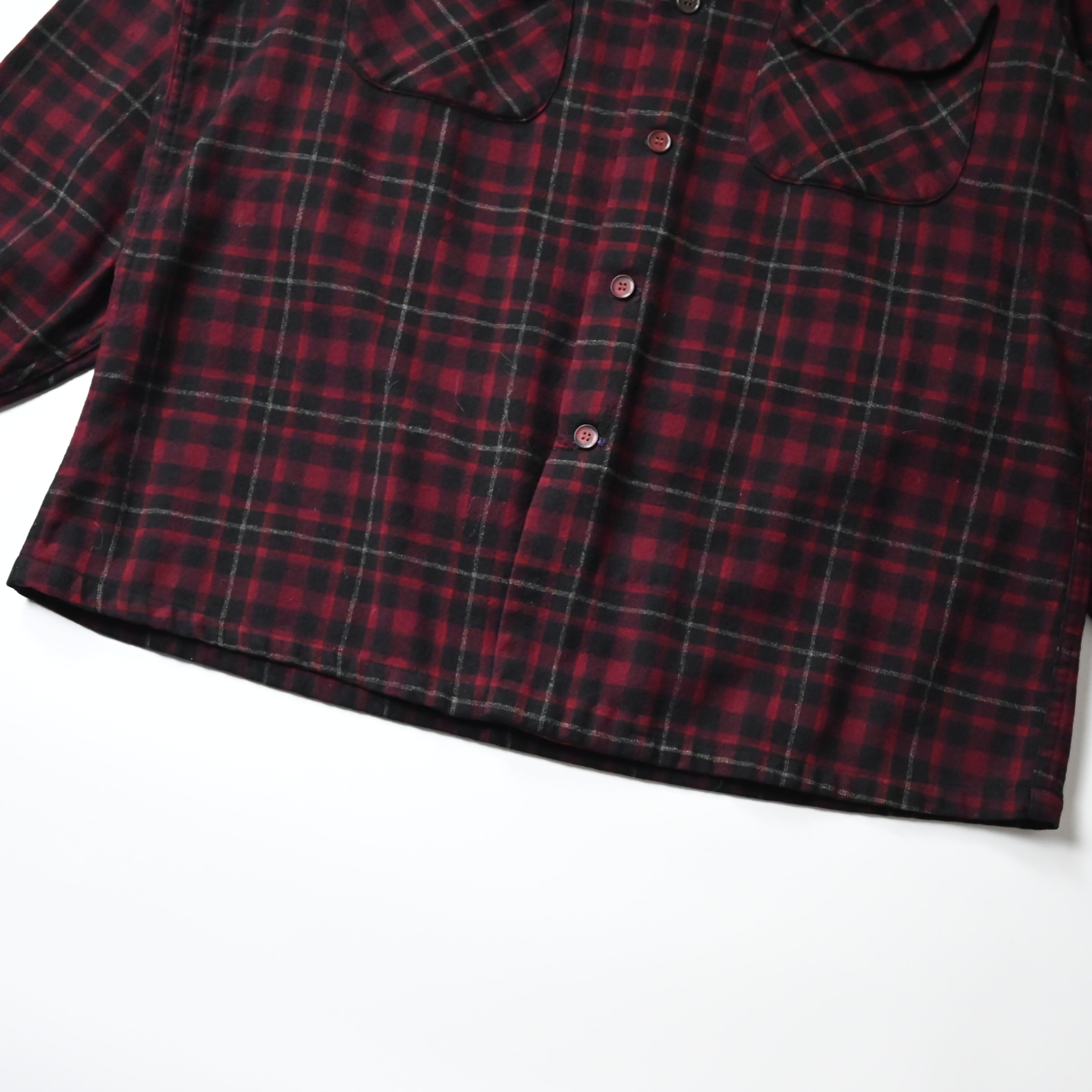 50's PENDLETON Wool Check board Shirt made in USA sizeL | GANKO