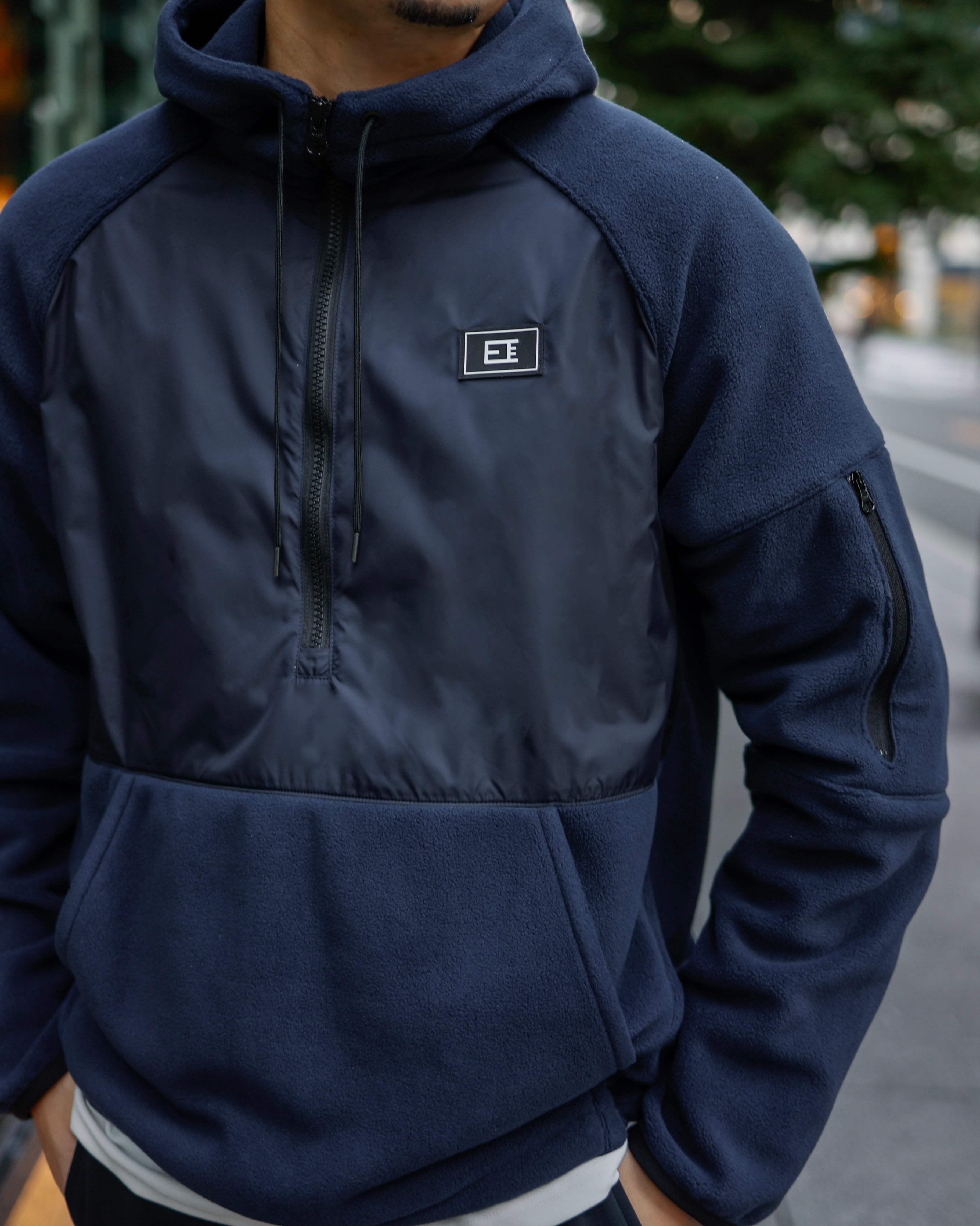 KV-526】【軽くて暖かい】Luxury Nylon Fleece Anorak Hoodie【即日