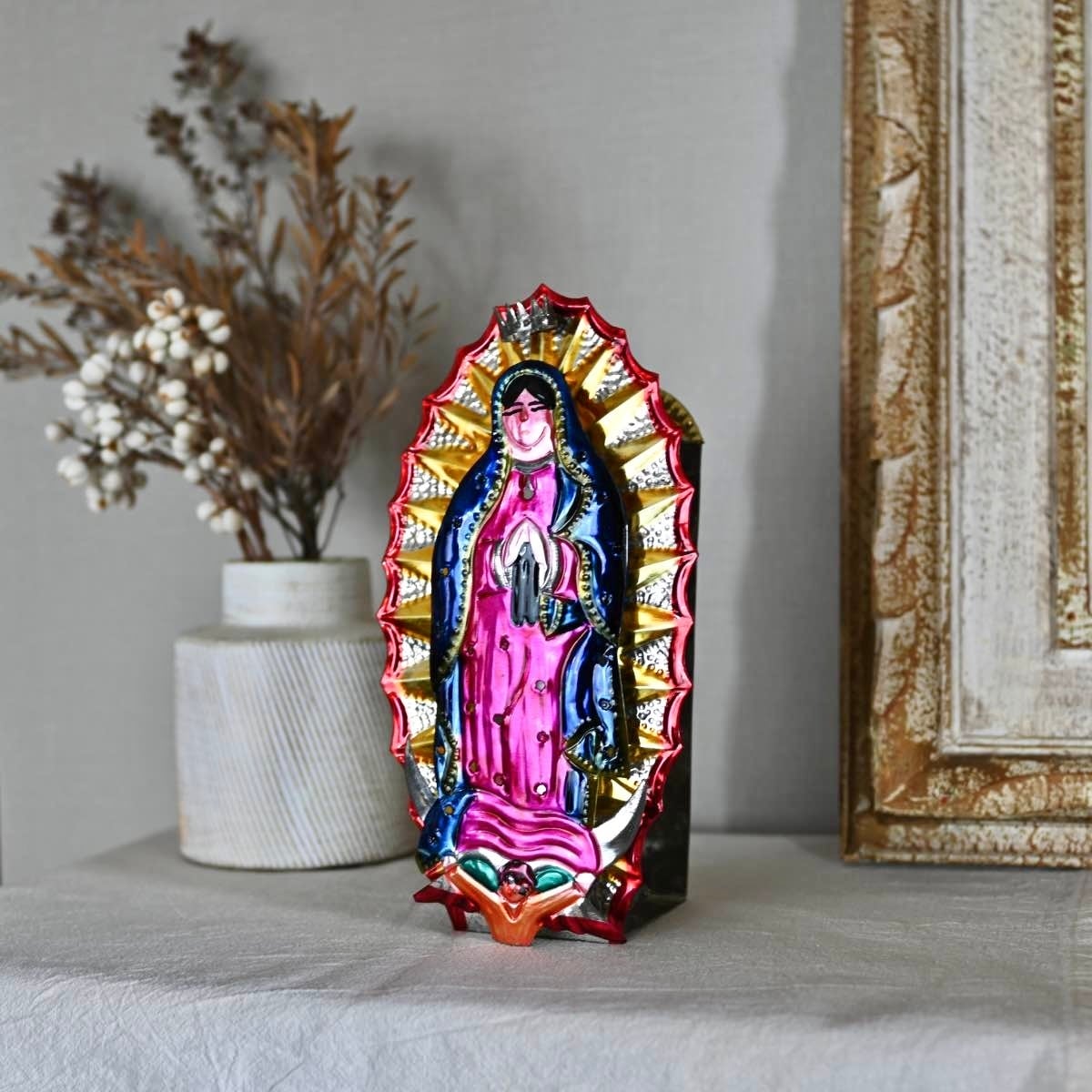 メキシコ TINグアダルーペ｜オブジェ 壁掛け 民芸品 蝋燭スタンド