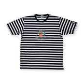 SINA COVA シナコバ プリント ボーダー柄 パイル 半袖Tシャツ カットソー サイズ L /メンズ/ホワイト×ネイビー/マリン/日本製