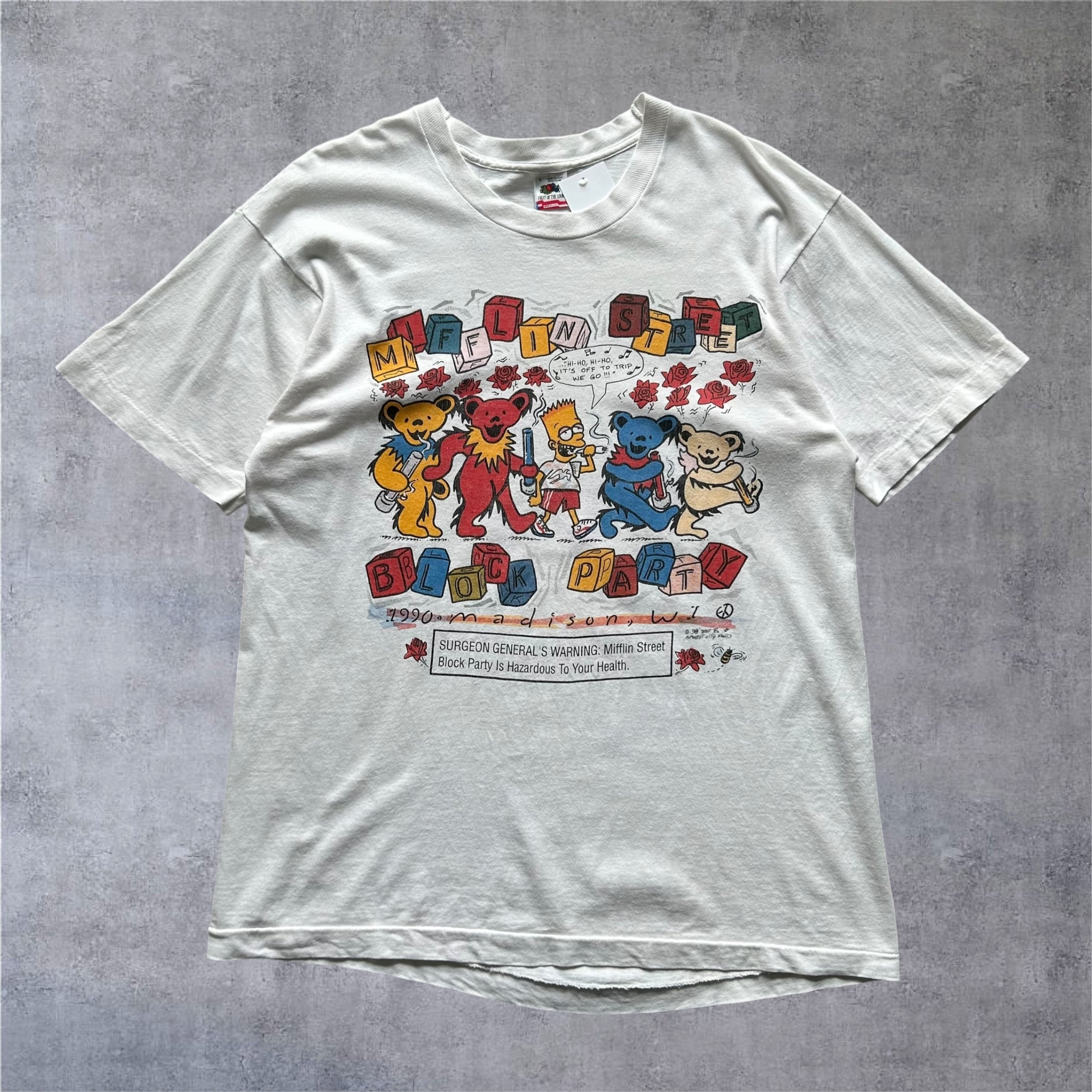 1990s Miflin Street Block Party "Grateful Dead Bears & Simpsons Parody" T-shirt【高円寺店】