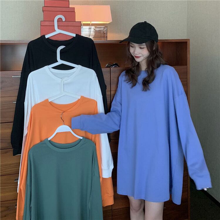 オレンジロングTシャツ シャツ レディースルーズホワイトセーター レッド 萌量不足44339210856