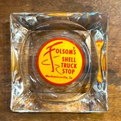 FOLSOM'S SHELL TRUCK STOP ヴィンテージ ガラス アッシュトレイ 灰皿 アドバタイジング USA