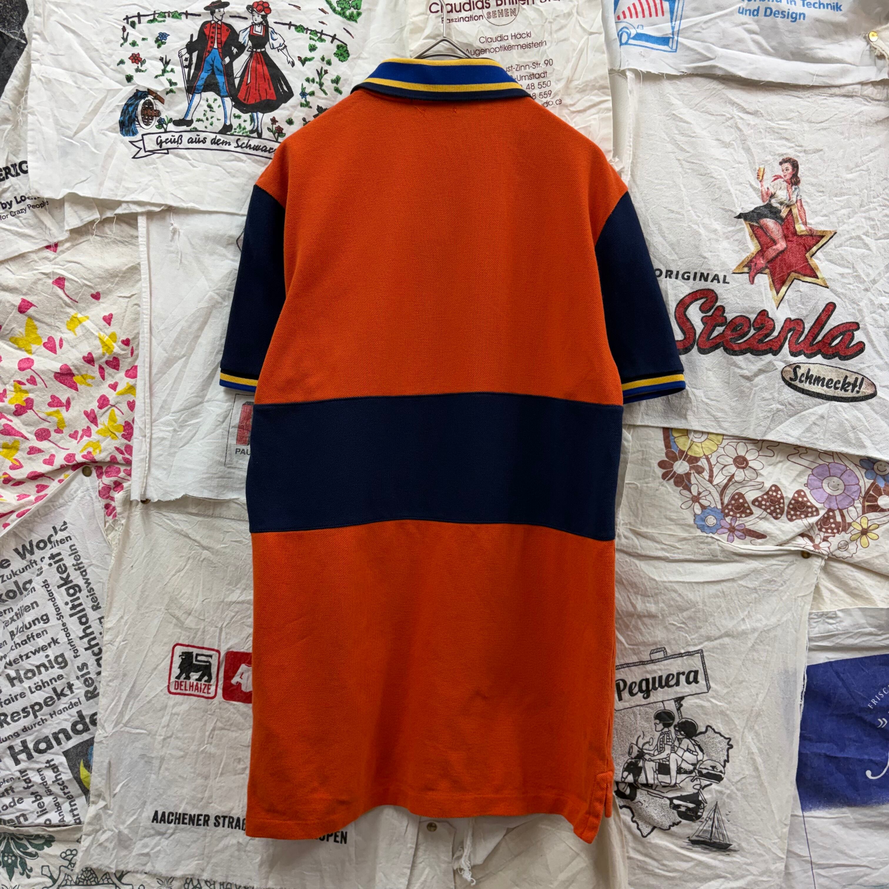 Polo Ralph Lauren ビックポニー刺繍ポロシャツ オレンジ×ネイビー