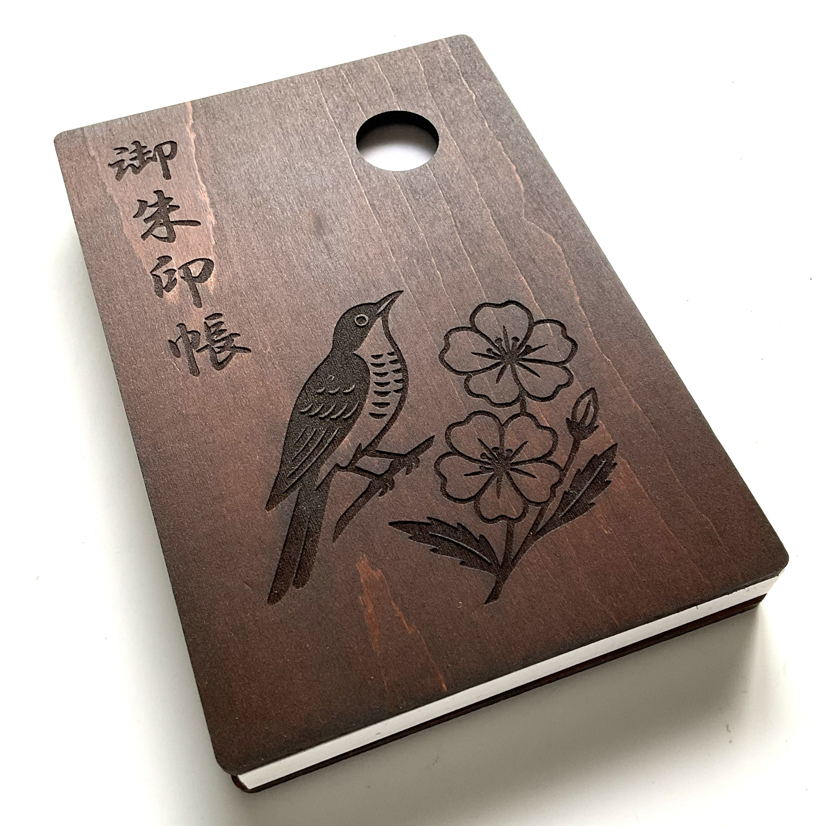 【木製御朱印帳:ホトトギスと月見草】oakカラー 小判