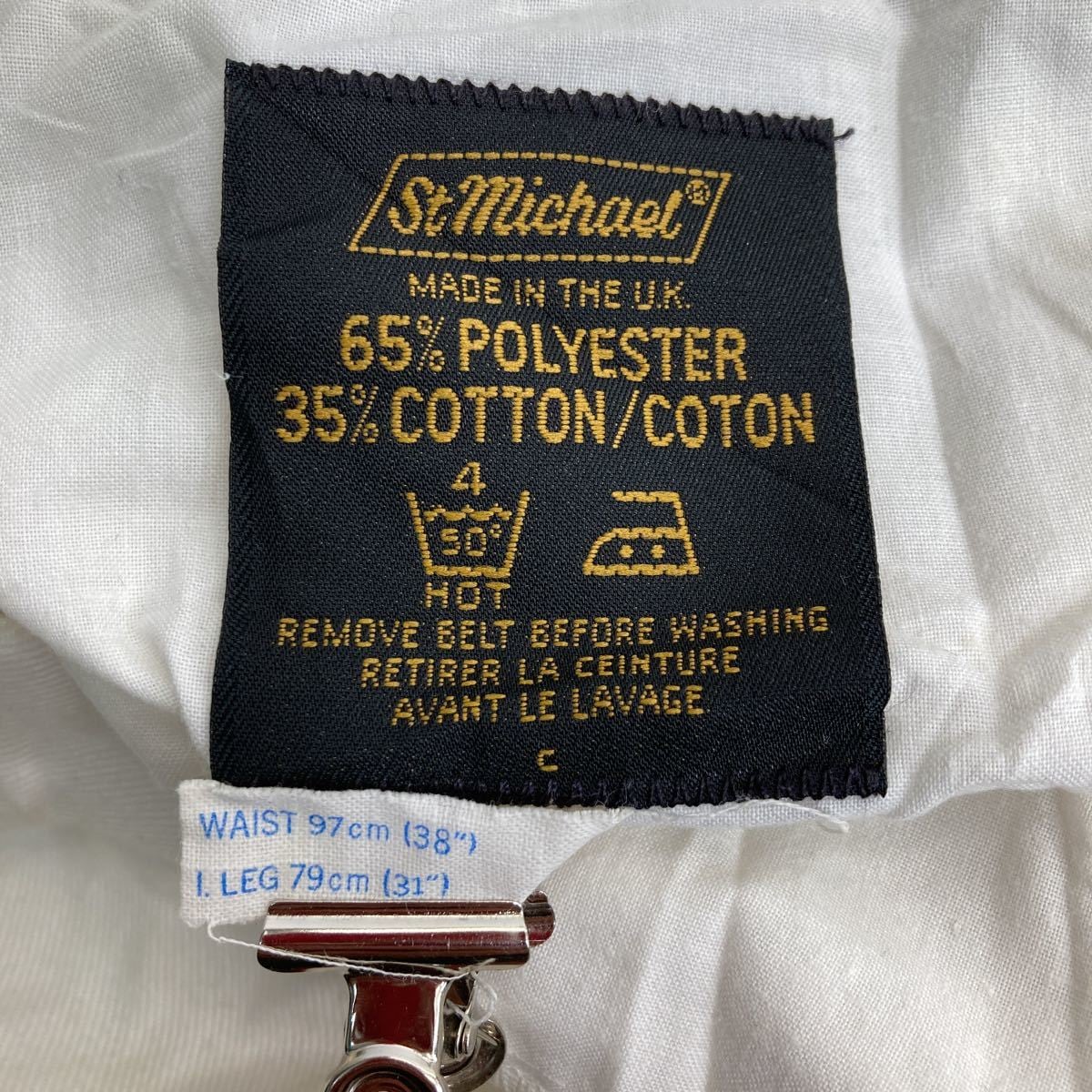 St Michael スラックス W38 ビッグサイズ ホワイト 古着卸 アメリカ仕