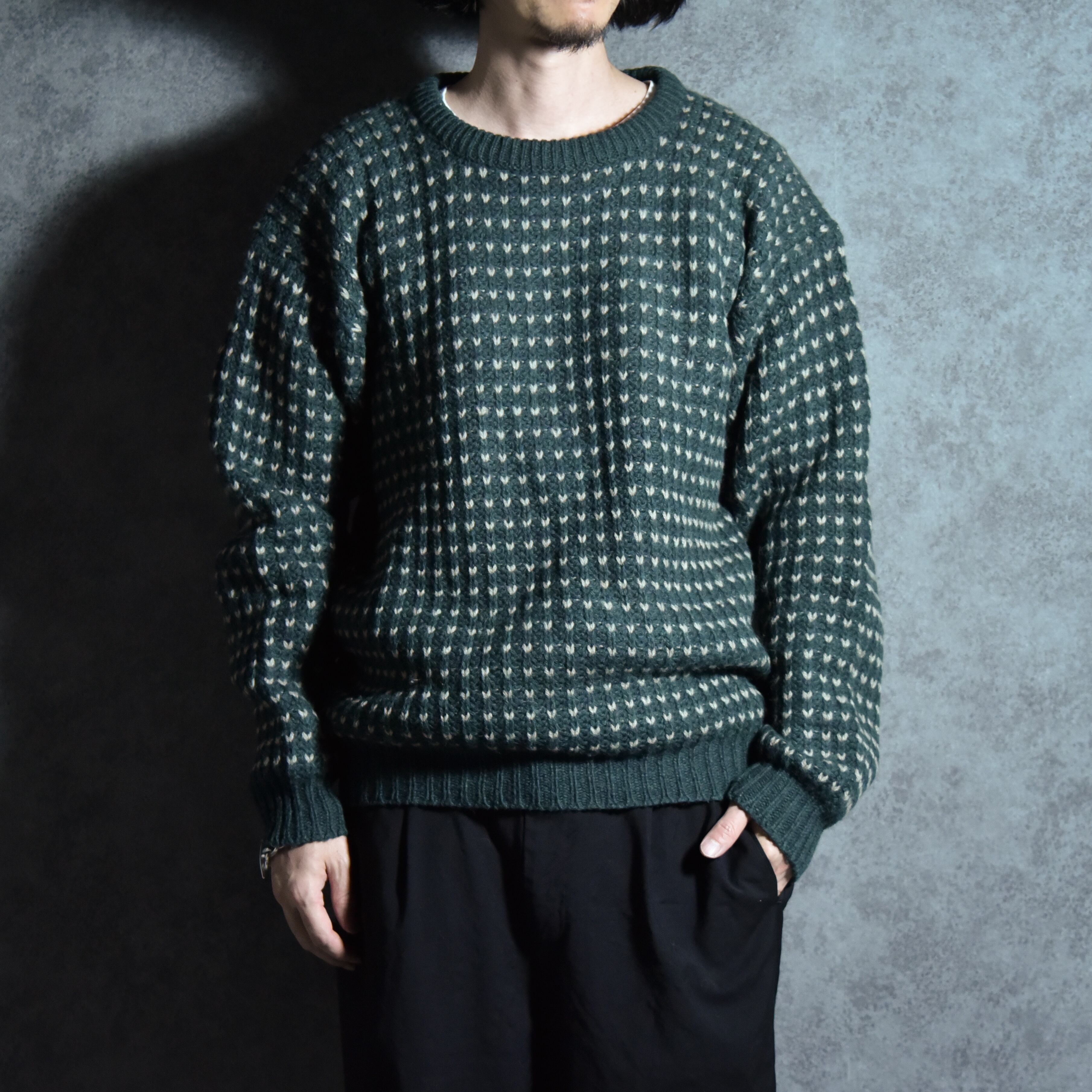 80-90s Woolrich Bird's-eye Sweater ウールリッチ バーズアイ