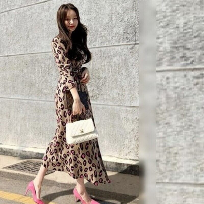 ピンク ヒョウ柄ワンピース Vネック Select Shop For Date ピンク ヒョウ柄ワンピース Vネック Select Shop For Date