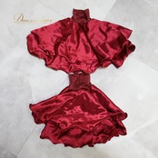 ベリーダンス オリエンタル 衣装 スカート レッド系 無地 シンプル 練習 レッスン 赤 光沢 アーム アーム飾り 腕飾り 鮮やか 上品 スリット ダンス衣装 イベント ステージ おしゃれ