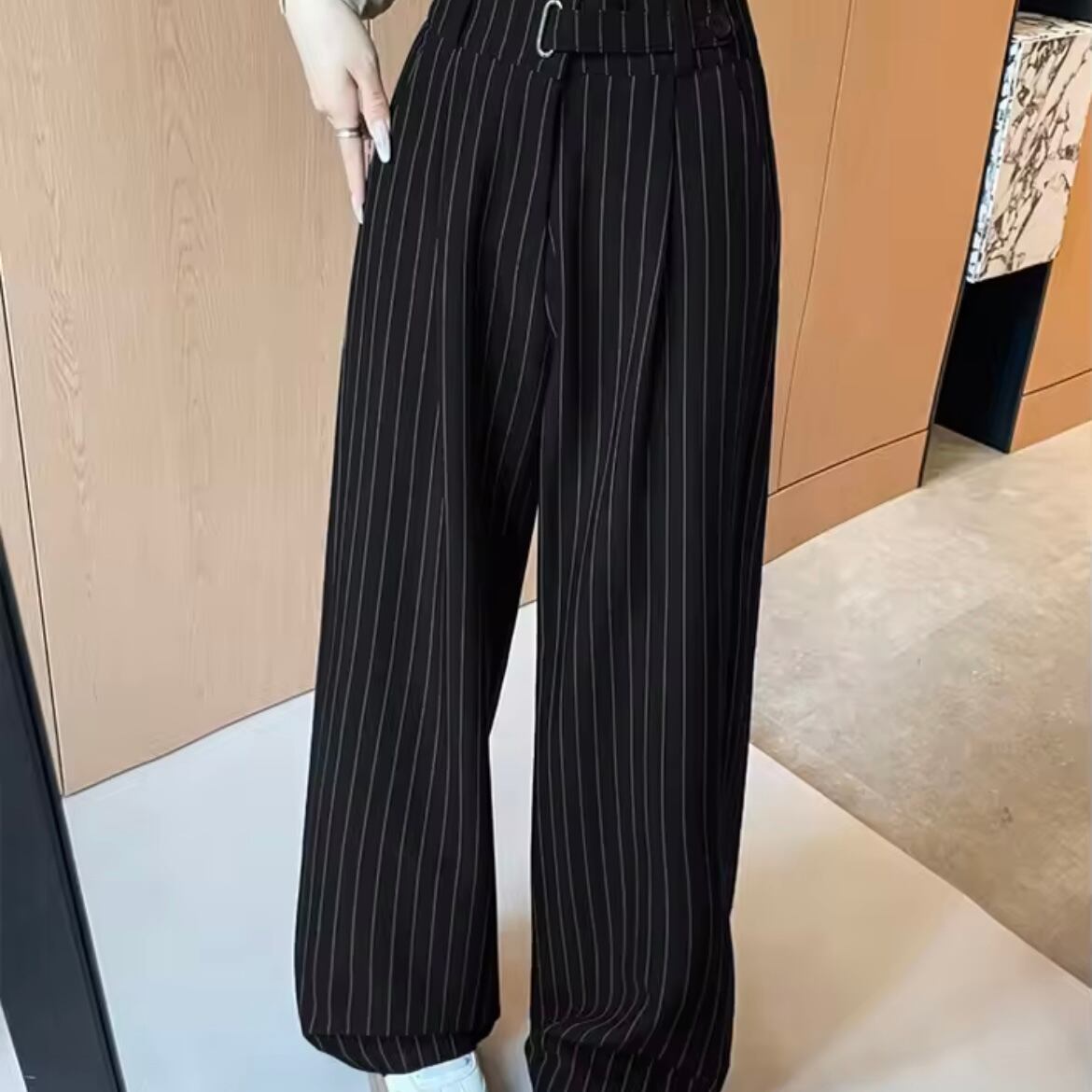 stripe classic wide pants