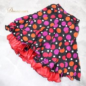 【タグ付き】社交ダンス 衣装 スタンダード スカート レッスンウェア Bright Proceed ブライトプロシード 黒 赤 紫 ブラック系 レッド系 オレンジ系 パープル系 水玉 ドット ホワイト系 白 マルチドットデザイン フレアスカート ダンスウェア レディース Lサイズ 薄手 伸縮性あり かわいい おしゃれ 様々なシーン 向け ファスナー仕様 練習用 衣装 スカート レッスン用 ダンス スカート 体型カバー