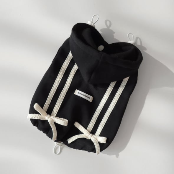 XL/即納【DURANG RURANG】RIBBON HOODIE JACKET (BLACK)