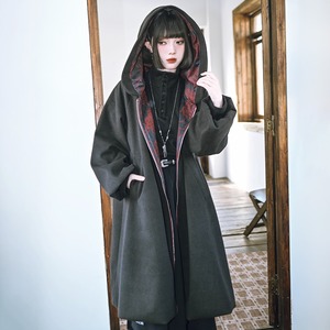 大王花刺繍フーデッドロングコート（ruf_02737）