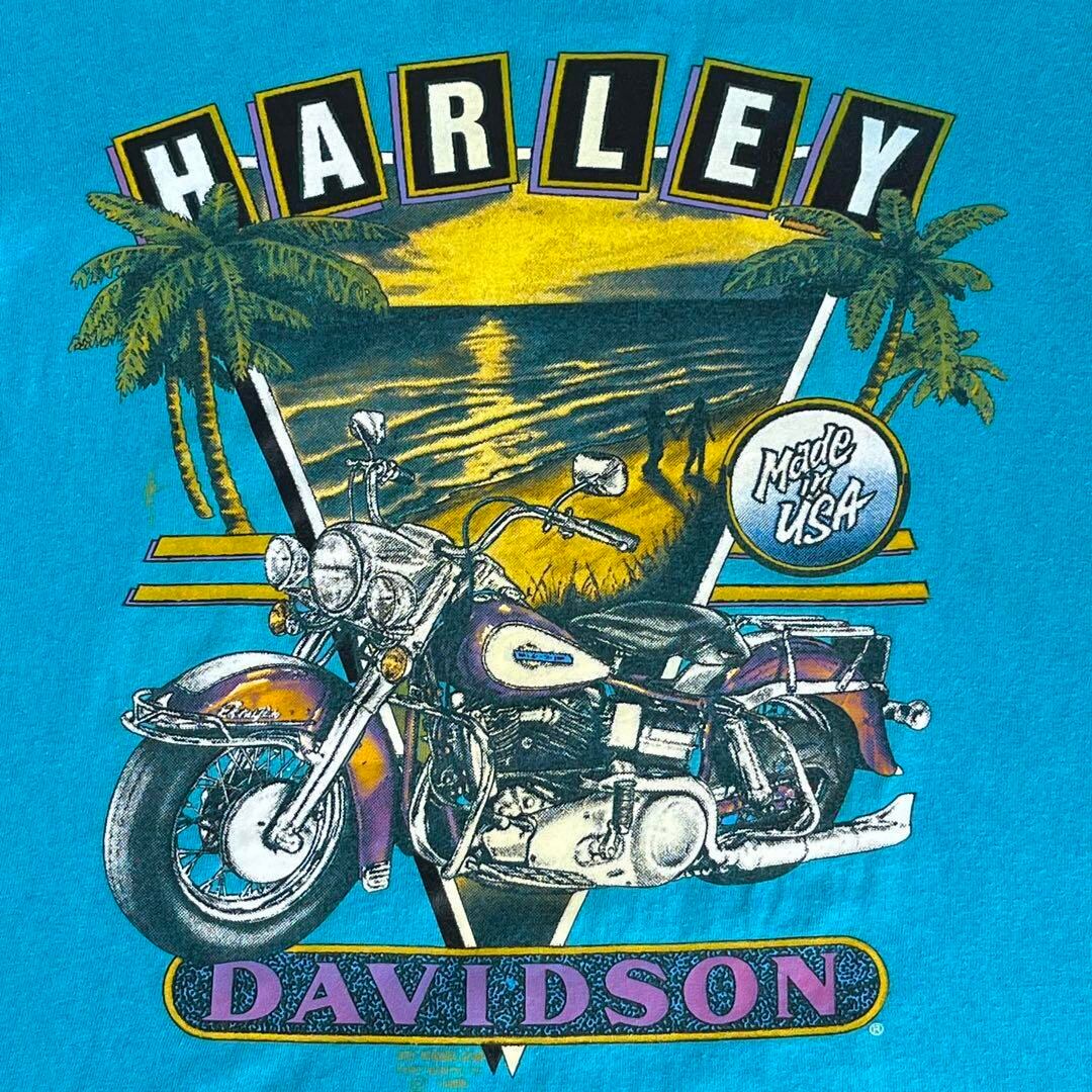 レア 90s USA製 3D Harley-Davidson ハーレー　Tシャツ ブルー系　M | Rico clothing powered by  BASE