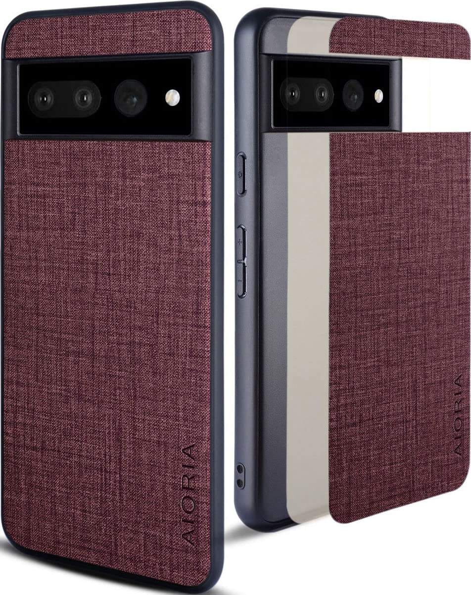 AIORIA Google Pixel 7 Pro ケース 生地パターンレザー高級に保護純色スマホケースGoogle Pixel 7 Pro 5G (Red)