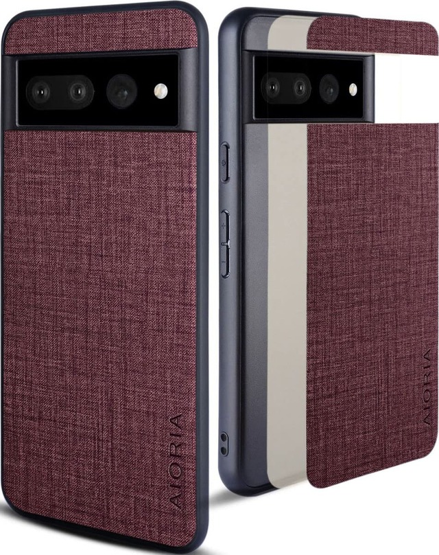 AIORIA Google Pixel 7 Pro ケース 生地パターンレザー高級に保護純色スマホケースGoogle Pixel 7 Pro 5G (Red)