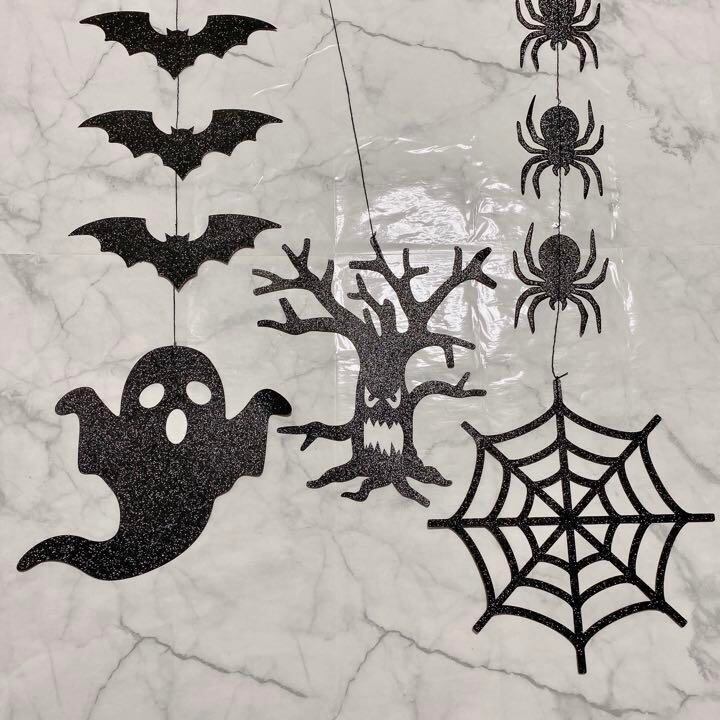 送料無料】✨両面ラメ加工✨ 6ピースセット ガーランド ハロウィン