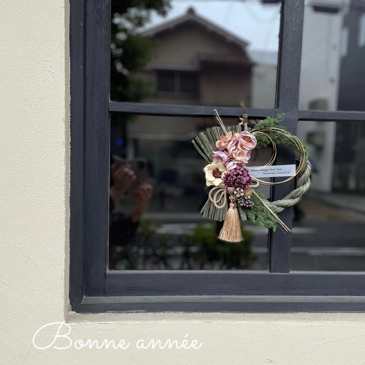 しめ縄リース＊2020＊モスグリーン モダン しめ縄 正月 全2色