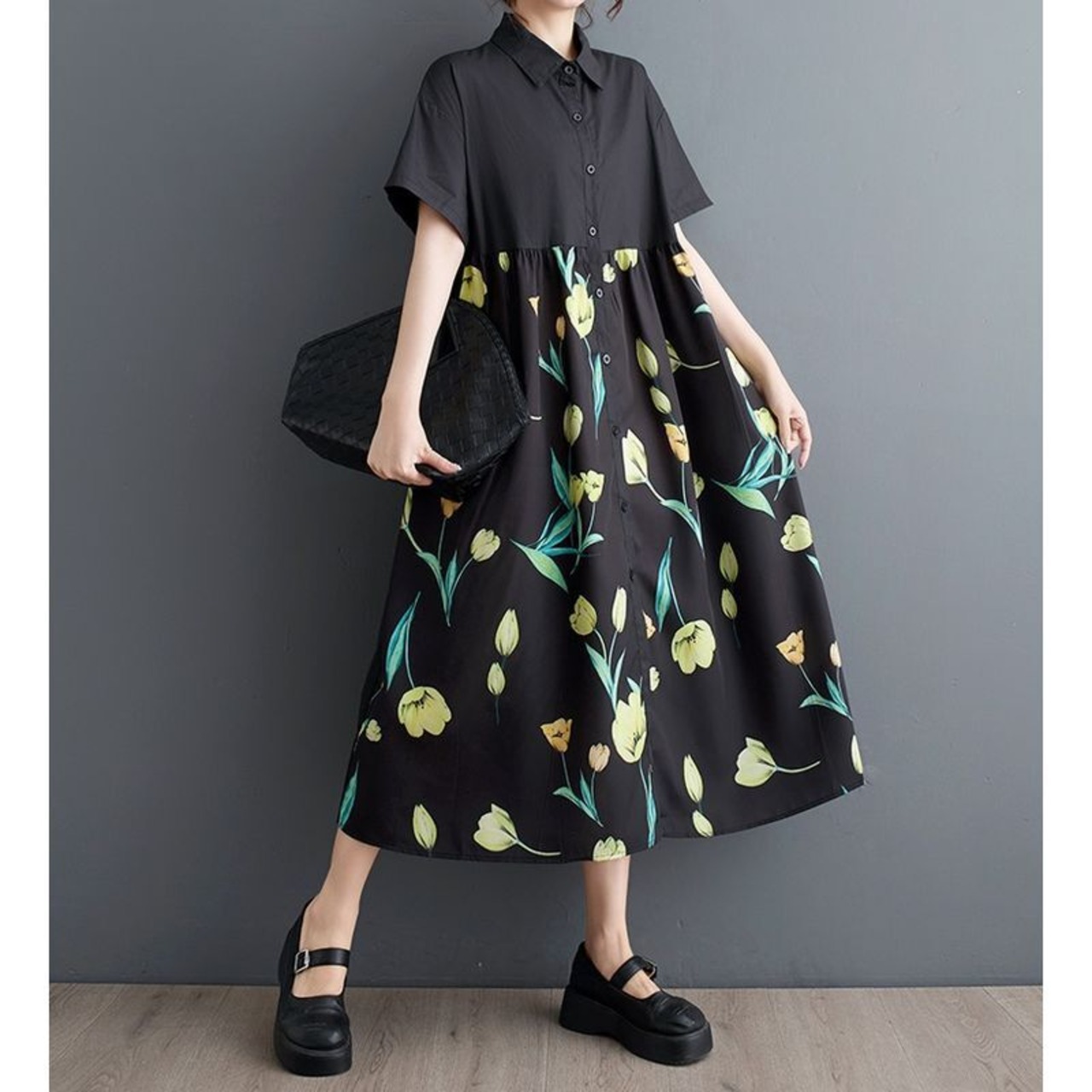 フラワー シャツワンピース  30120