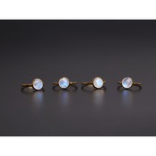 S925 PETIT STONE THIN RING -RAINBOW MOON STONE-