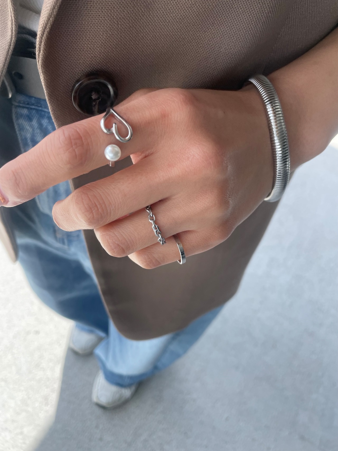 ハートパールオープンリング