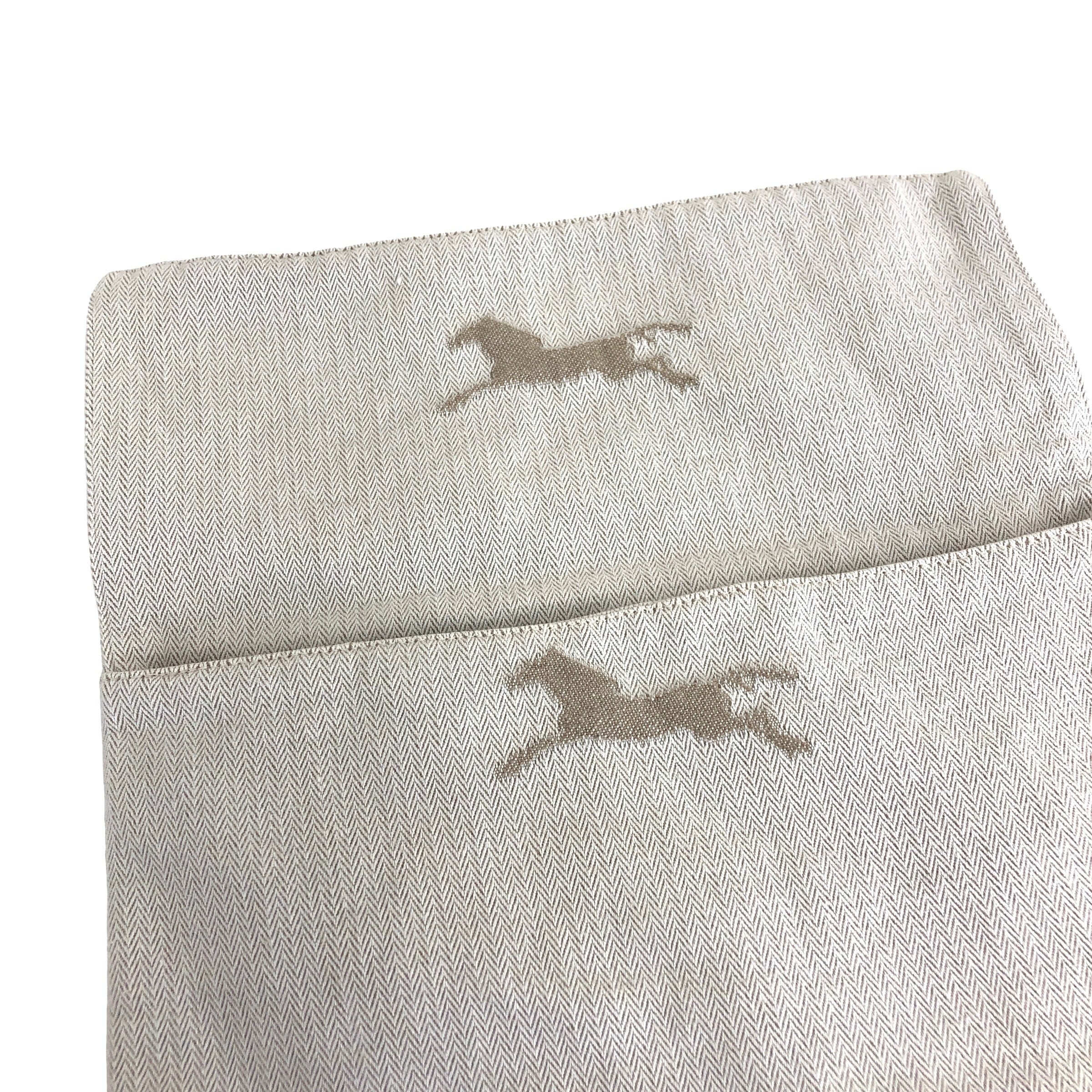 HERMES エルメス Hロゴ ホース キャンバス クラッチバッグ ホワイト