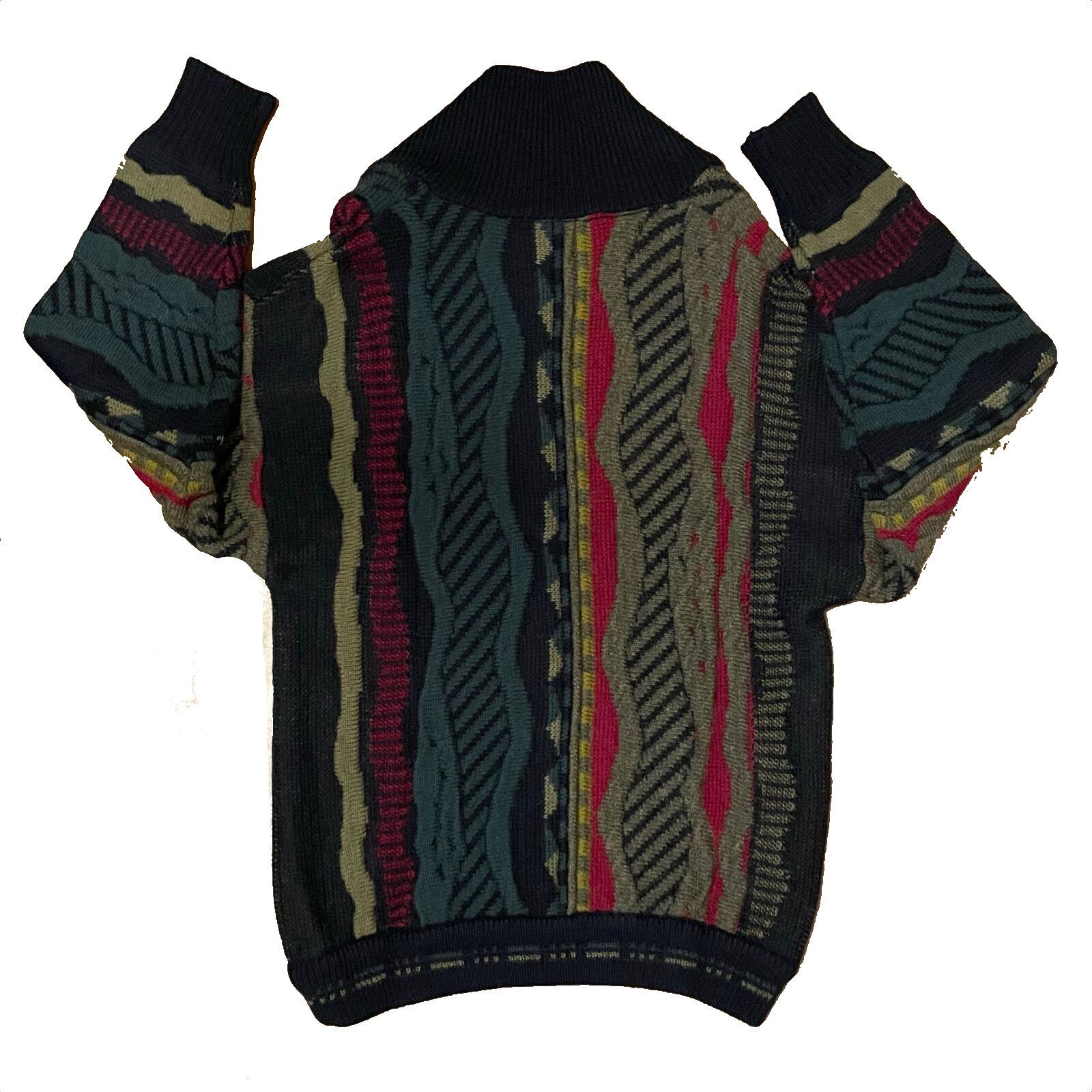 【ビンテージ品】古着CARLO O ニットセーター Mサイズ KALAROO】90s オーストラリア製 3Dニット セーター 総柄 MADE IN