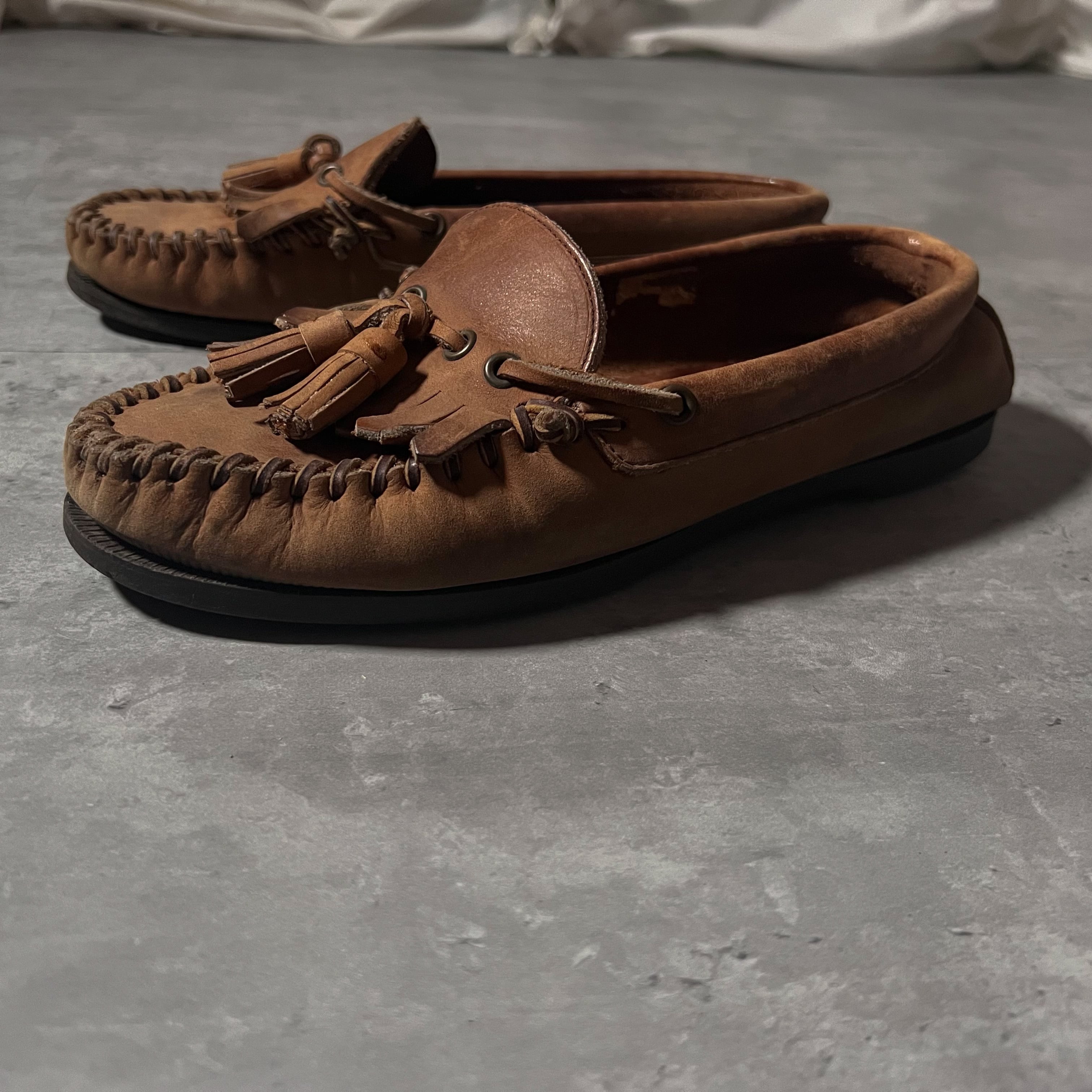 89s-92s “polo country” brown leather moccasin shoes 90年代 ポロ