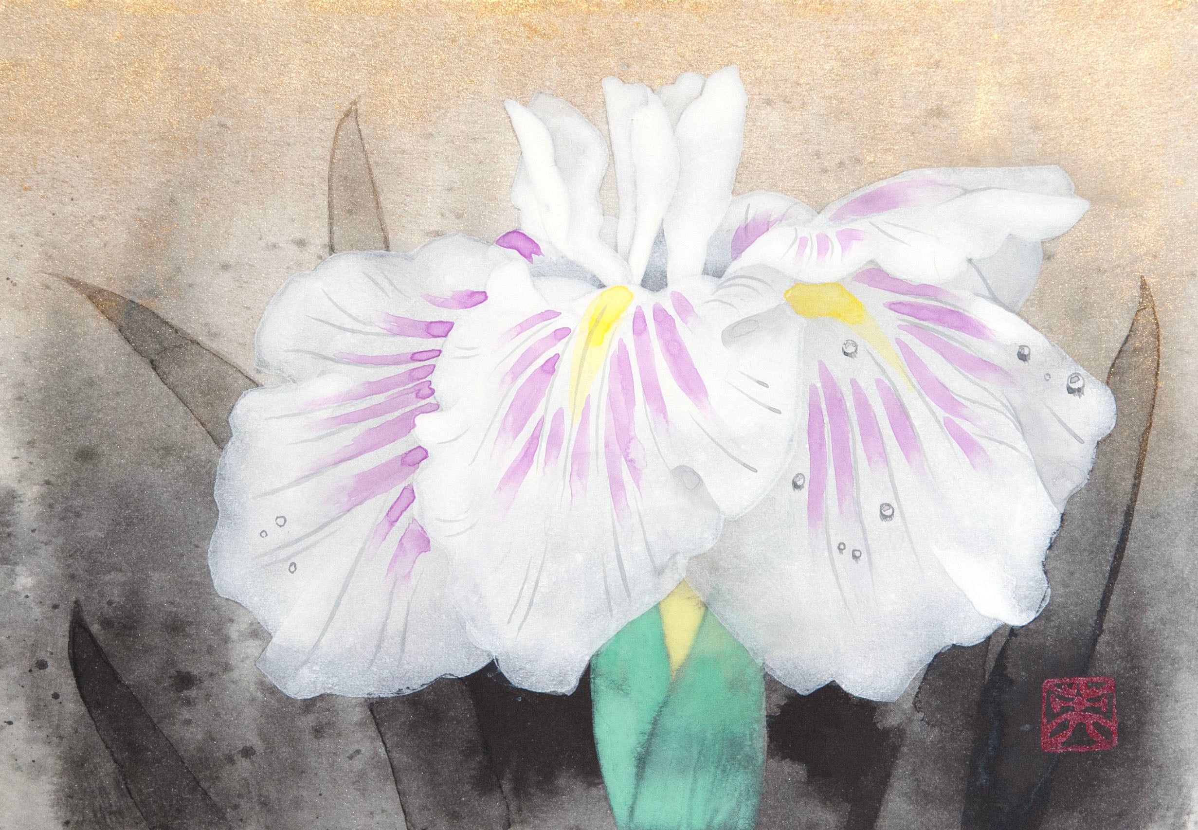 クレマチス（日本画）Clematis | 牧野伸英の日本画ショップ -Nobuhide