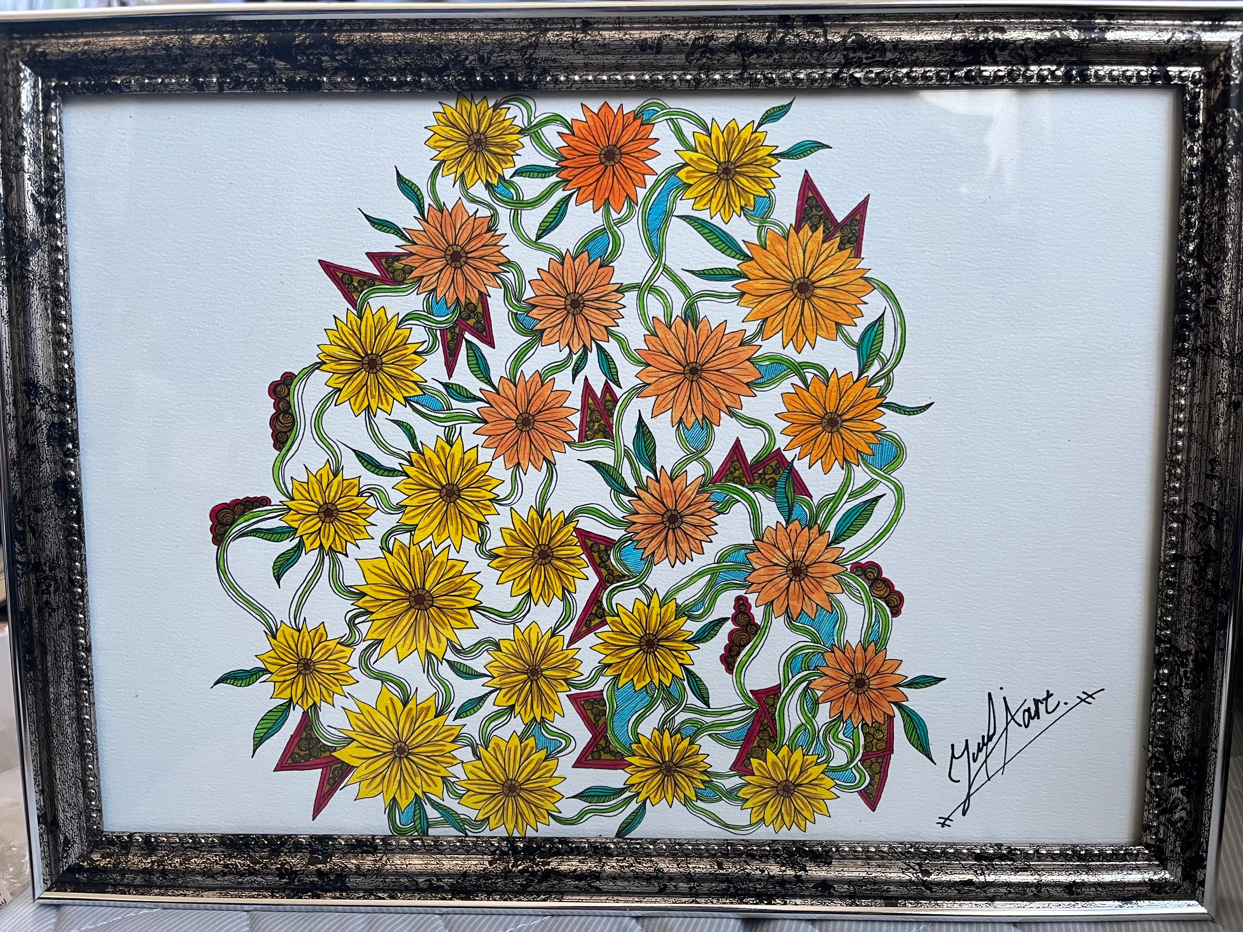 春日大社と鹿 奈良公園 奈良の風景 鹿 絵画 絵 アート 壁絵 ペン画