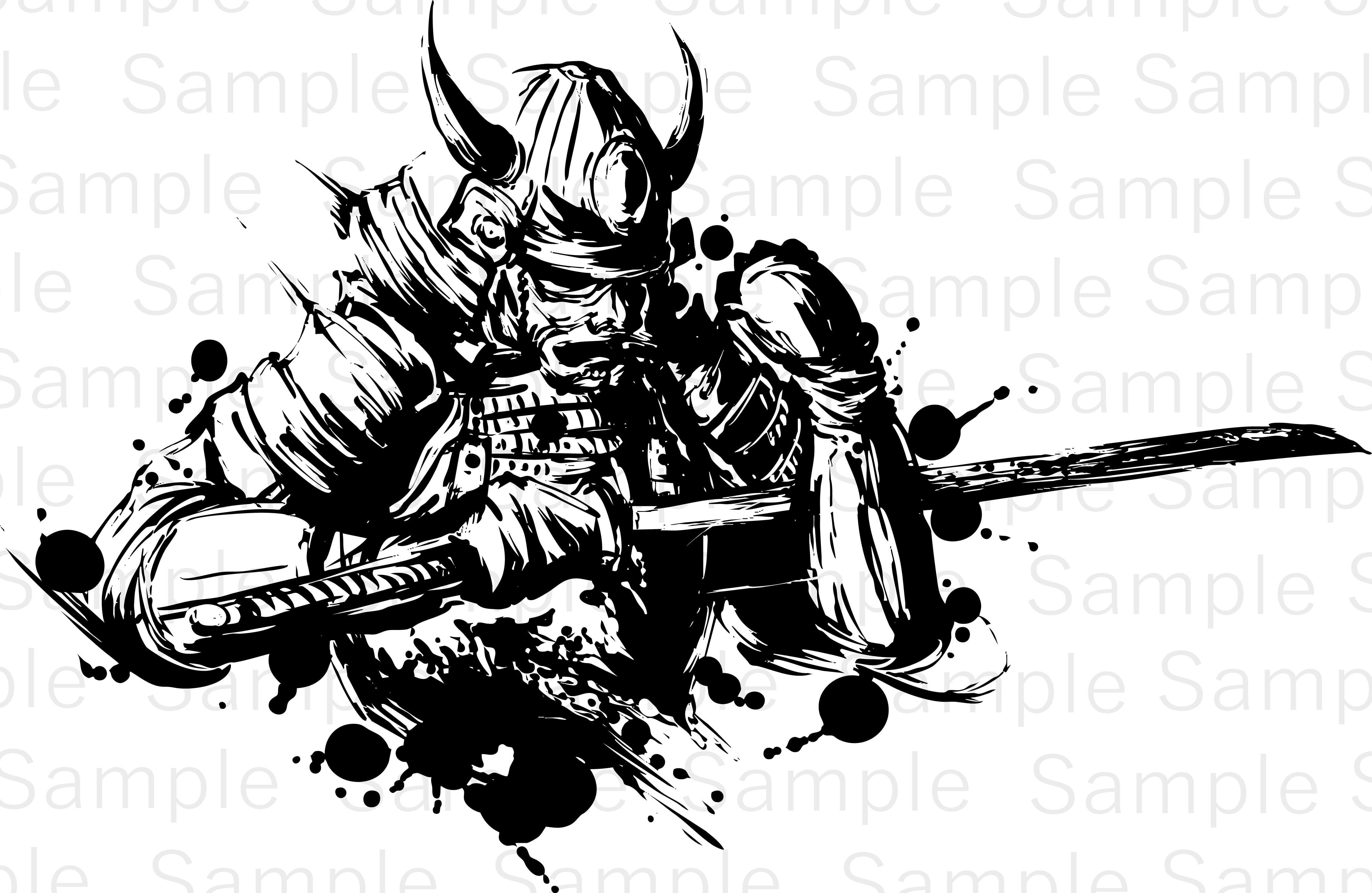 日本画 武士と獅子の線画　イラスト　フレーム付き　　　A4サイズ 日本画 武士と獅子の線画 イラスト フレーム付き A4サイズ 日本画 武士