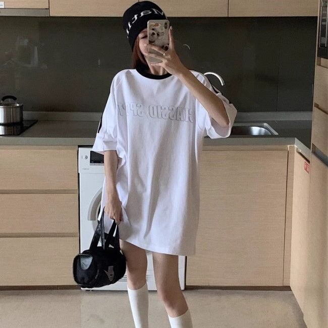 グラフィック ライン リンガーTシャツ レディース 韓国 ファッション