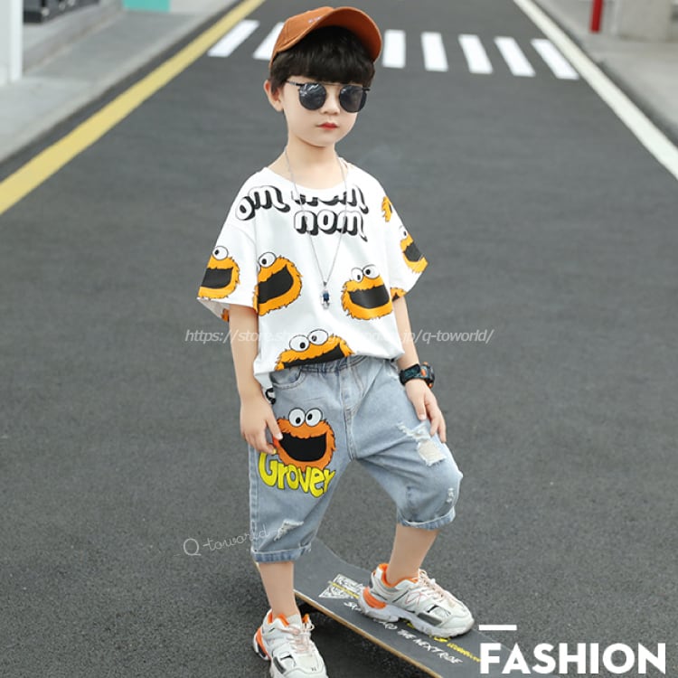 110㎝-160㎝】2点セット トップス×パンツ 半袖 全3色 キャラクター  