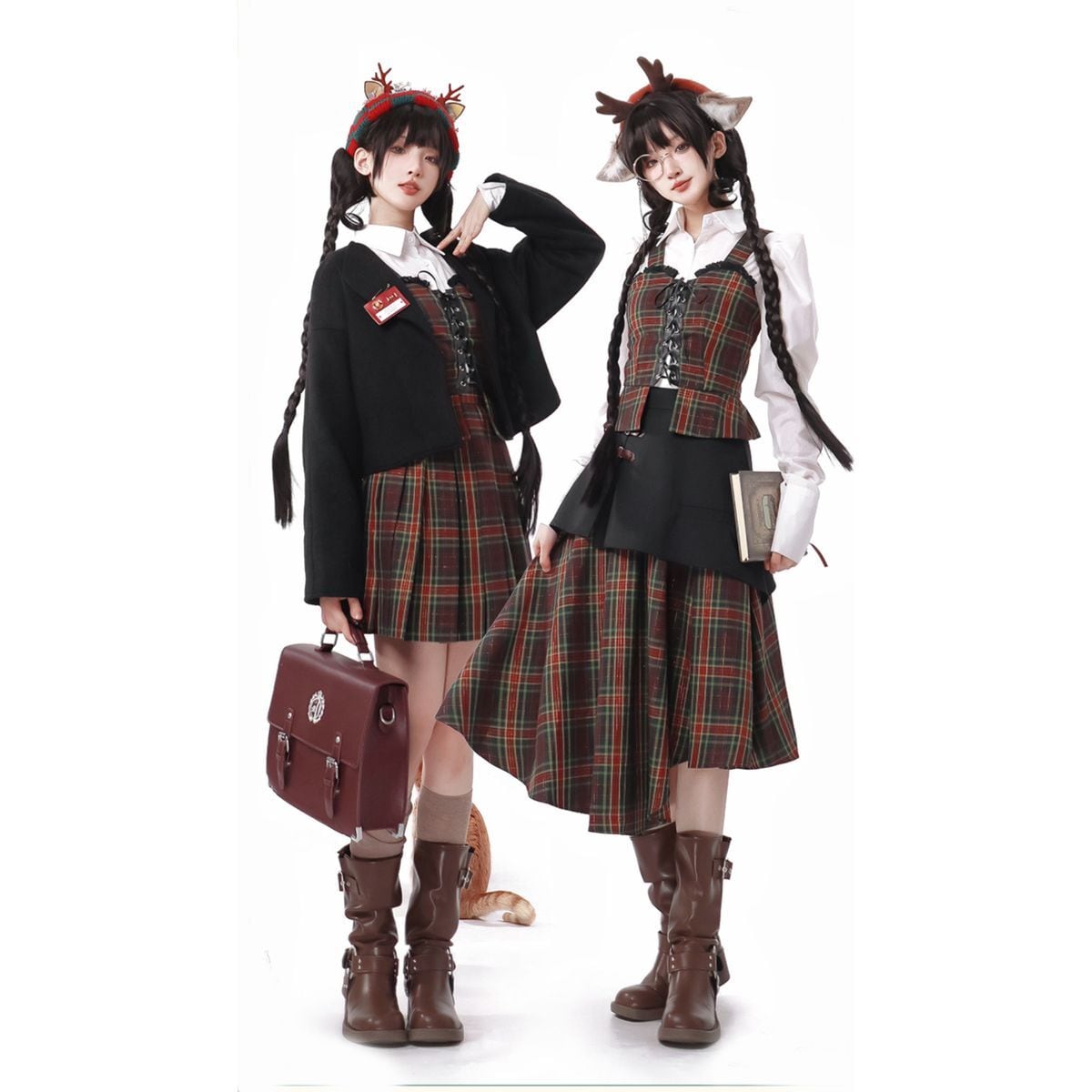 タータンチェックコルセットワンピースセット：ベスト | Maiden's Rêve