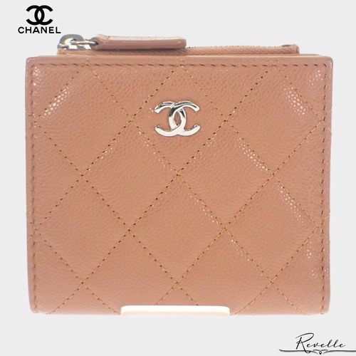 【CHANEL】シャネル CHANEL クラシック スモールウォレット AP3388 コインケース グレインカーフレザー キャビアスキン キャメル シルバー金具 レディース【コインケース】