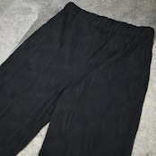 design wave pleats wide pants black