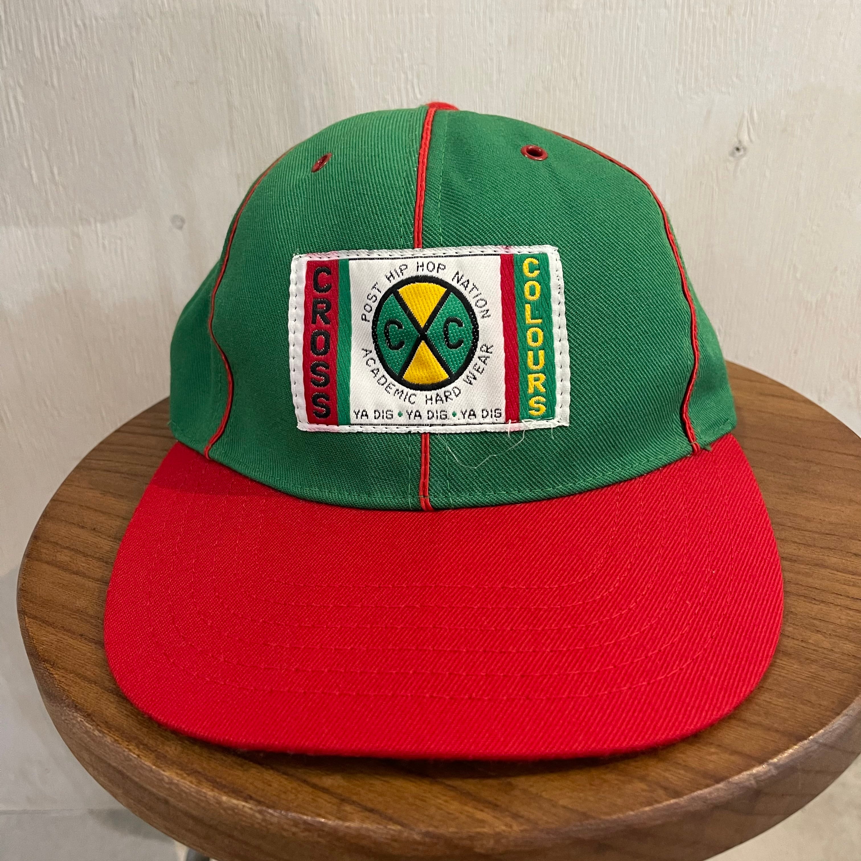 size:FREE【 CROSS COLOURS 】クロスカラーズ キャップ 緑 赤 古着