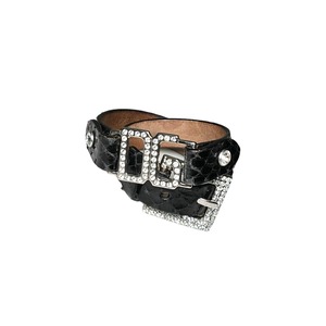 DOLCE&GABBANA leather × metal logo bracelet set with rhinestone