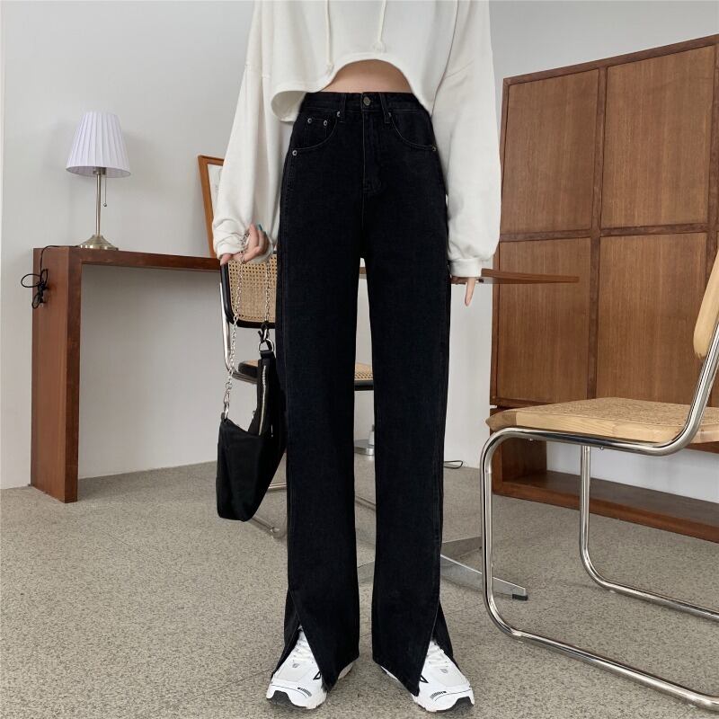 スタイルレディースルーズハイウェストウェスト薄手パンツ ワイドレッグジーンズ ワイドパンツ YY-ファッション29510307007