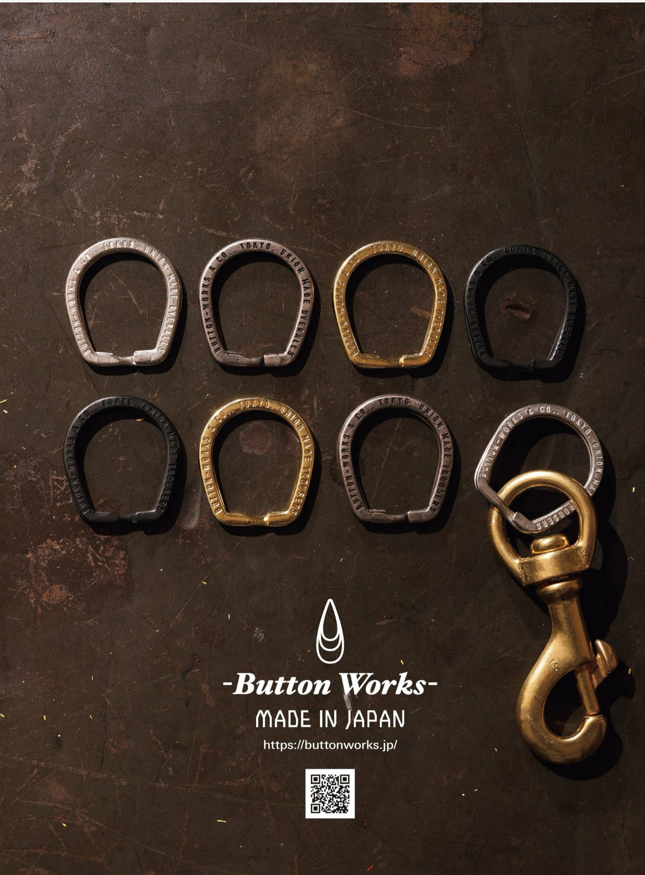 Horse Head Buttonworks Horseshoe Brass Key Ring Clutch Cafe LONDON