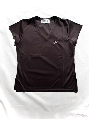 Vネック刺繍フレンチTee