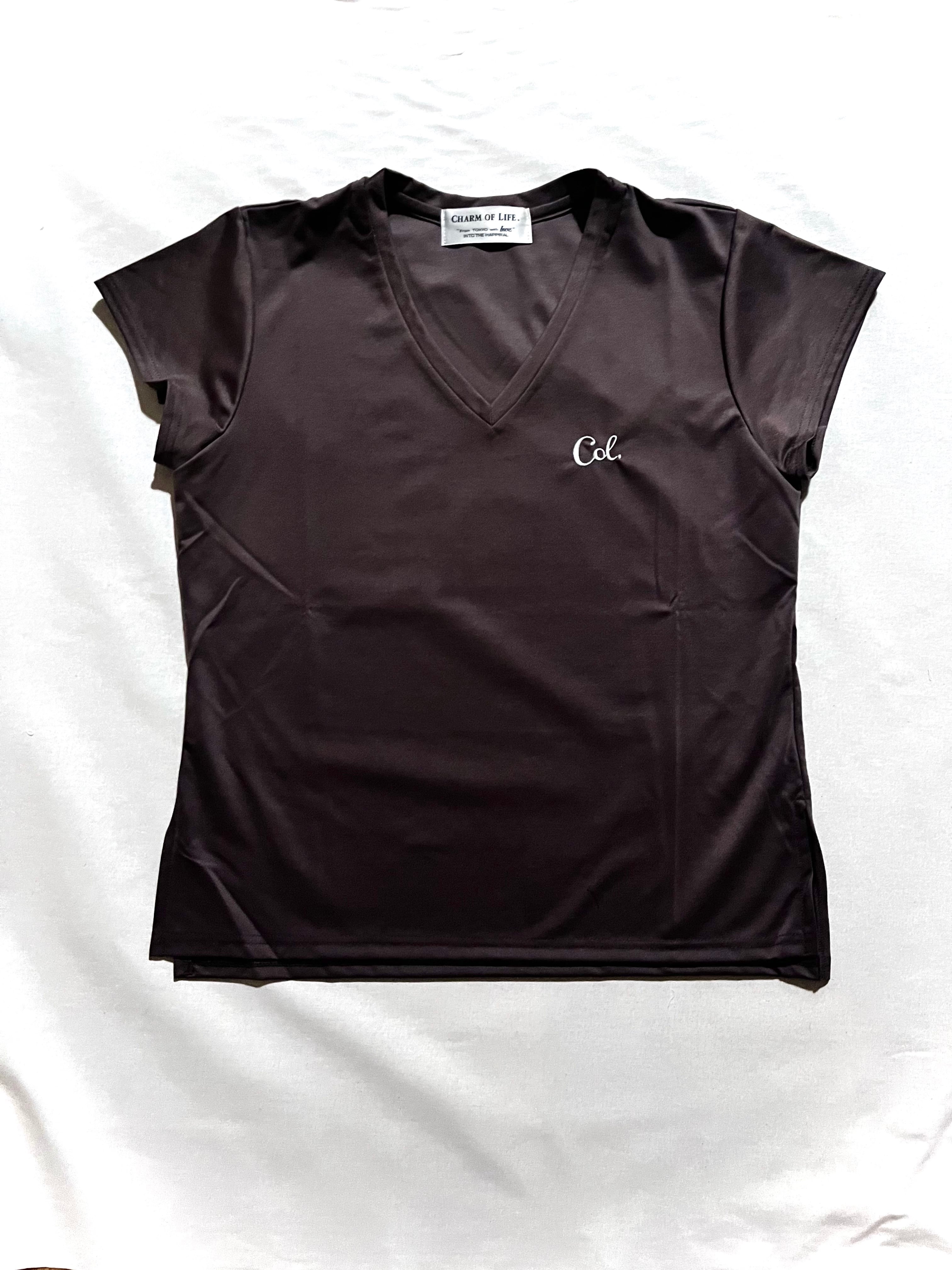 Vネック刺繍フレンチTee