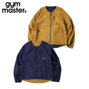 gym master ジムマスター リバーシブル ナイロン ノーカラージャケット 軽量 防風 ドローコード ジップアップ ライトアウター G918634 NVY×YEL