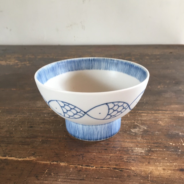 ミックス柄　茶碗大　さかな すこし屋　砥部焼