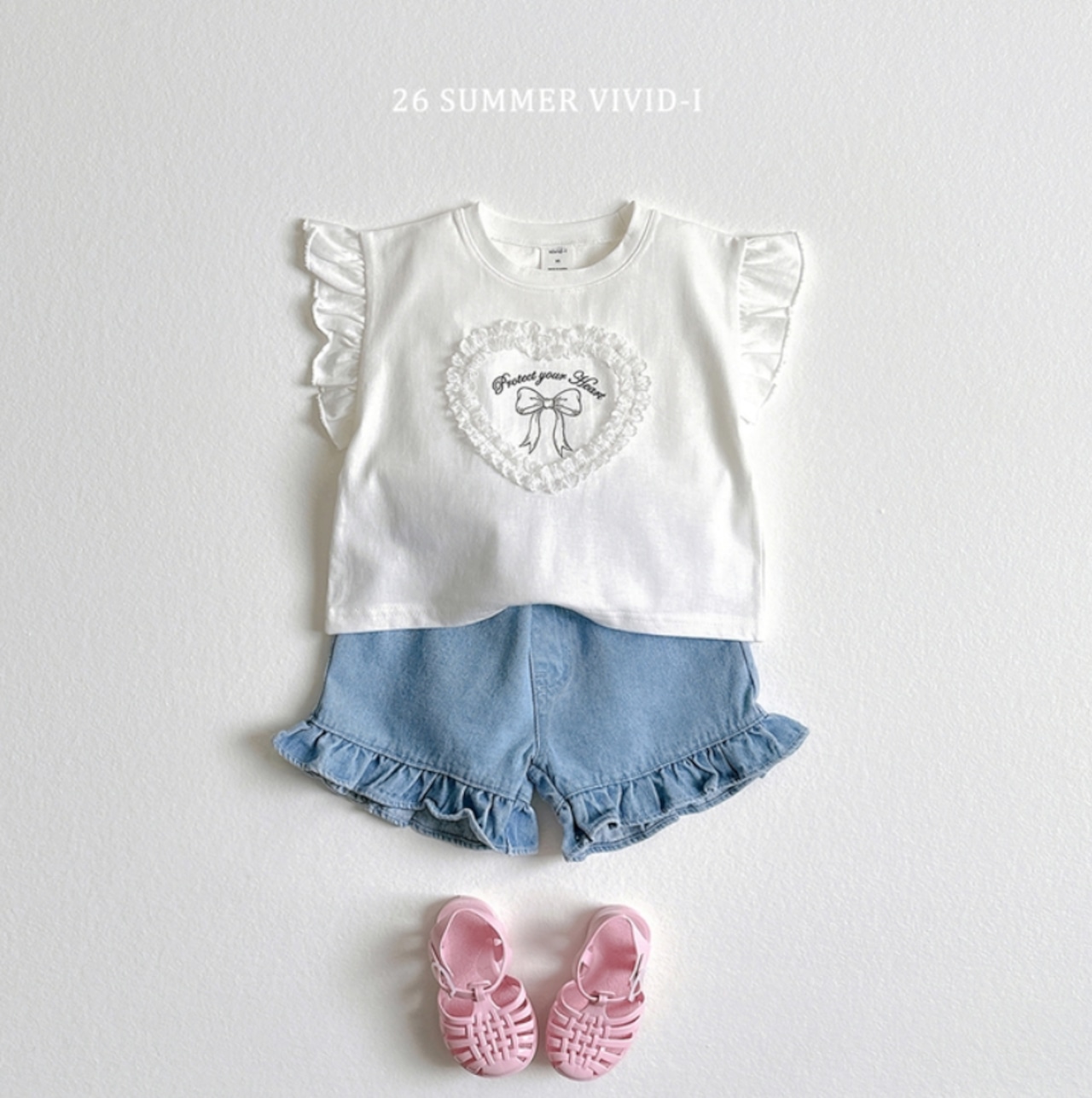 【取寄/韓国直送】VIVID-I 26/SM フリルノンフェイドデニムパンツ|夏服|韓国子供服