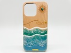 Sun&wave/wood×resin lily blue wave case(maple)